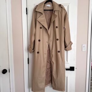 Asos design faux leather trench coat in stone